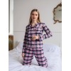 Женская пижама в клетку хлопковая (рубашка+брюки) Ladies' pijama Пудрово-чёрная
